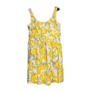 Pappagallo Lemon Sundress Size 12. Summery, Lined, Lemons, Flowers. 100% Cotton